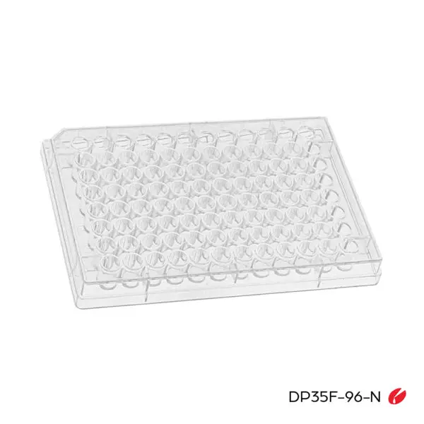 Assay Plates (PS), 96 Round Well Flat-Bottom, Natural, 14.10mm Height, 340µL, Non-Sterile - 10 Plates/Pack, 10 Packs/Case (100 plates total)